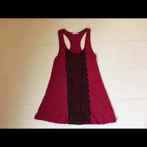 Racerback Tunic with Black Lace Detail.