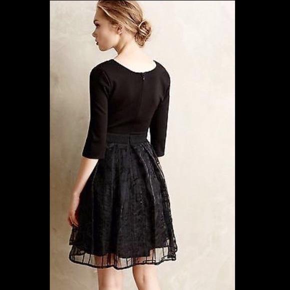 Anthropologie black Fit Flare Bonham Lace Dress 8 - Picture 2 of 4