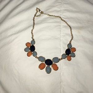 Orange and blue statement necklace