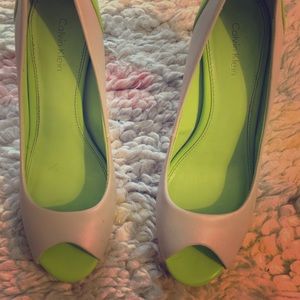 Great Calvin Klein Beige Work Heels