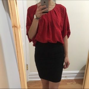 Zara pleated red top