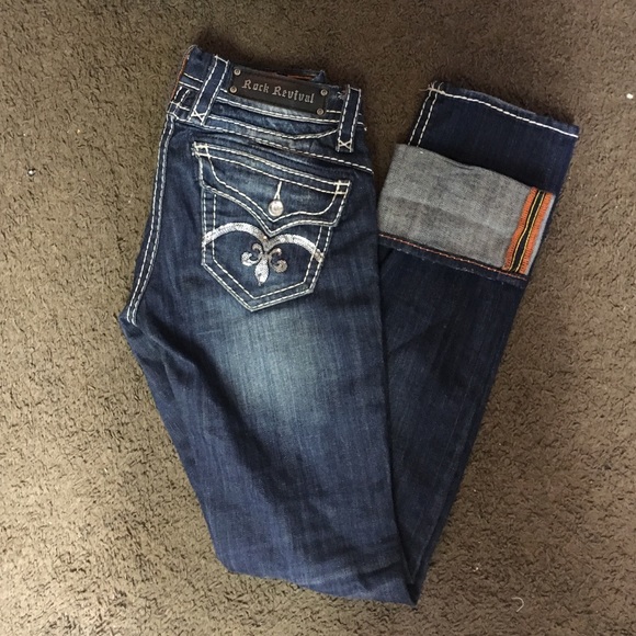 Straight leg rock revival jeans