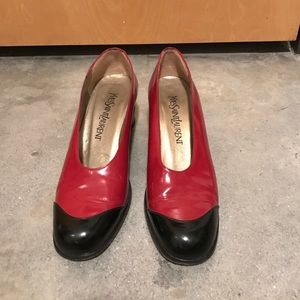 Vintage YSL black and red pumps