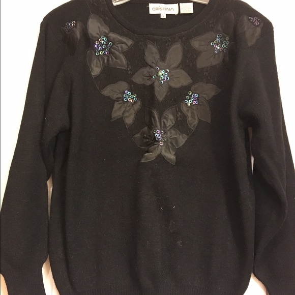 Beautiful Ugly Christmas Sweater Black Poinsettias