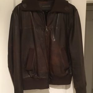 Men's leather bomber jacket