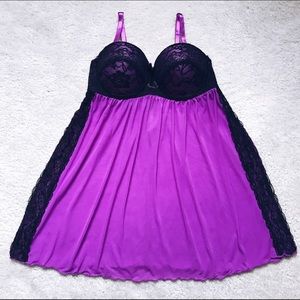 Purple/Black Babydoll Lingerie