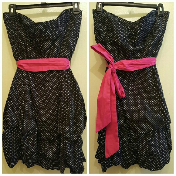 Cute Polka Dot Strapless Dress