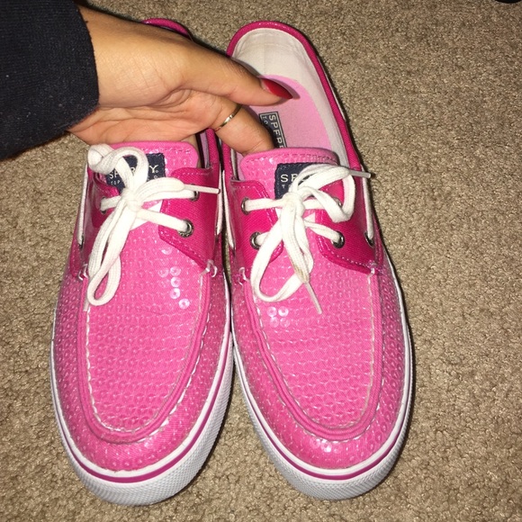 Pink sequin sperrys