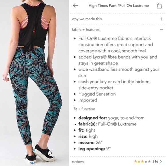 lululemon • High Times Pant in Palm Lace Tofino - Picture 4 of 5
