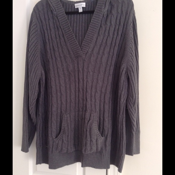 Plus size steel grey cable knit hoodie