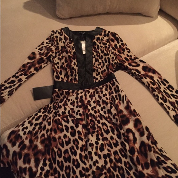 Bebe faux leather and leopard dress