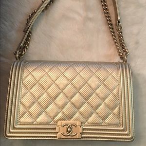 100% authentic Chanel Gold New Medium Boy Bag