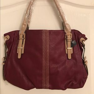 NWT 💥 Cranberry and Tan Hobo/Tote Bag.