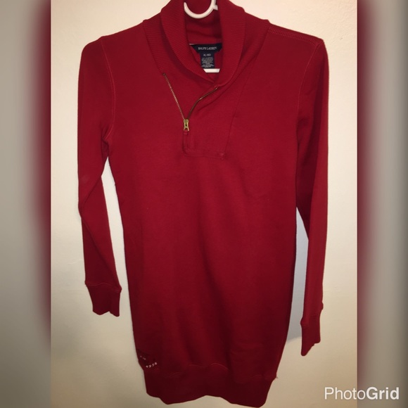 Long Sleeve Red Ralph Lauren Dress, kids Xl.