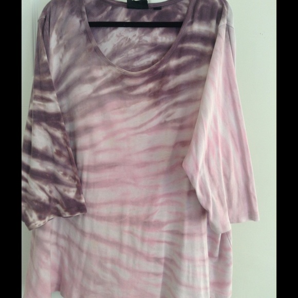 Plus size cotton tie dye top, 3/4 length sleeves