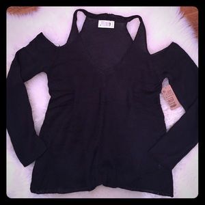 Black cold shoulder top