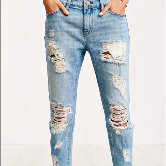 BDG vintage slim light denim slash jeans