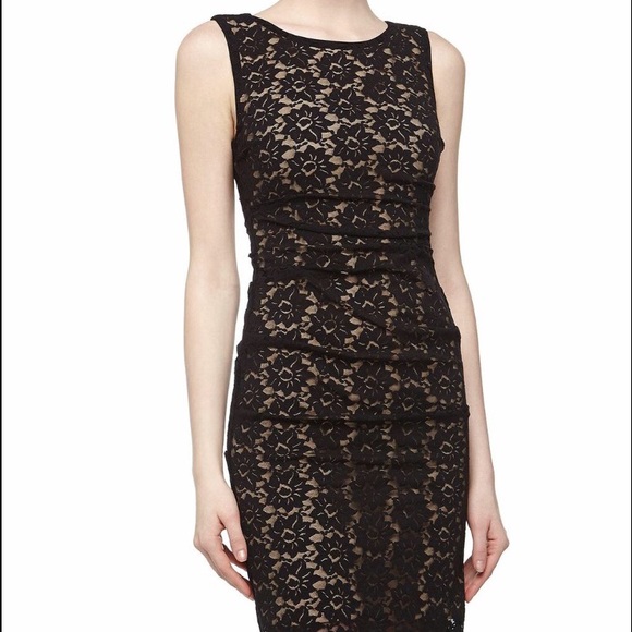 Nicole Miller black and nude lace cocktail dress