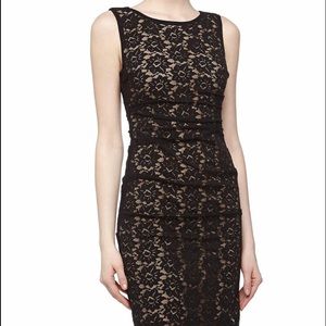 Nicole Miller black and nude lace cocktail dress