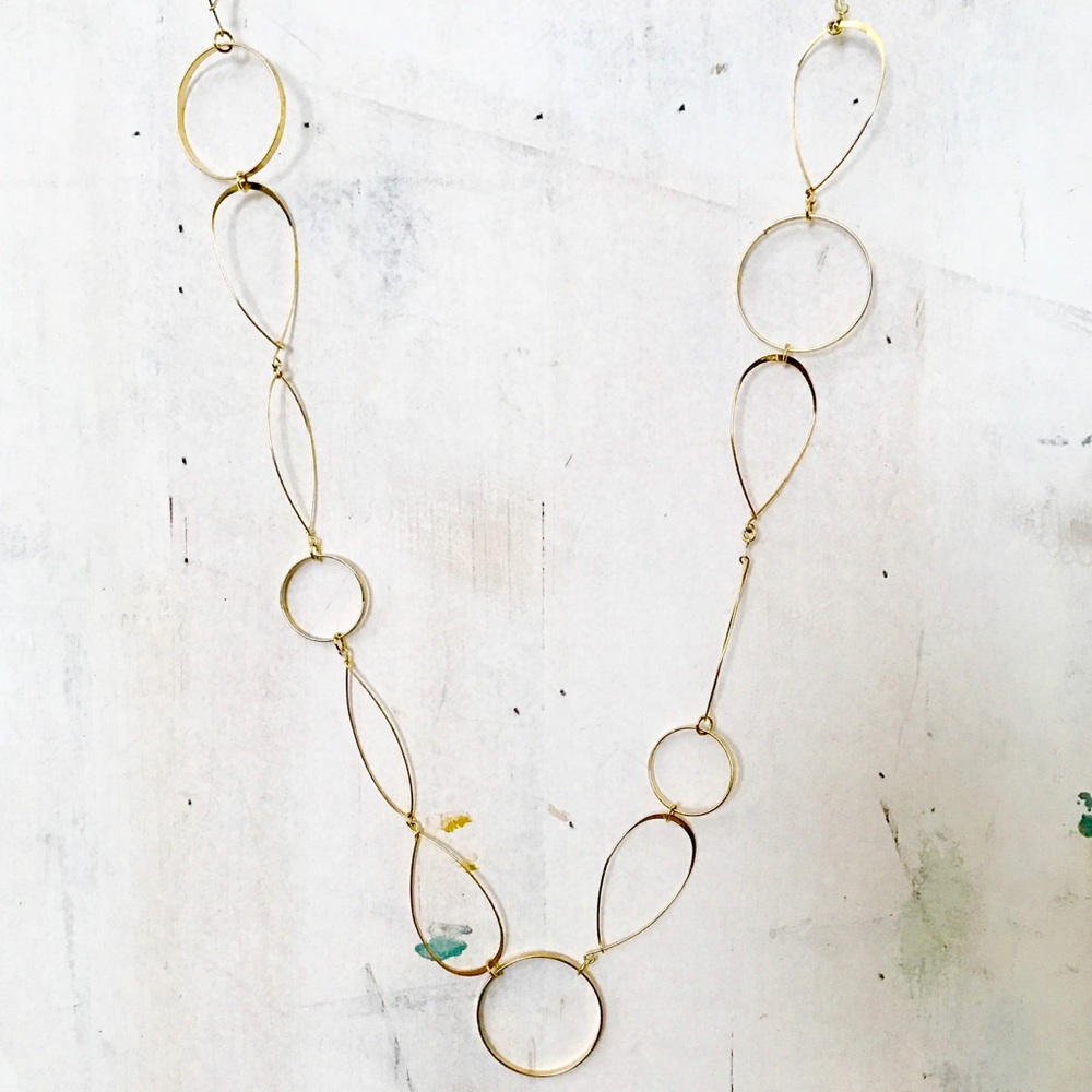 Geometric Modern Long gold necklace