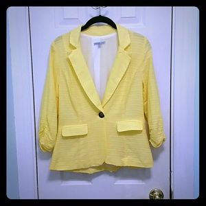 Yellow Cinched Sleeve Blazer