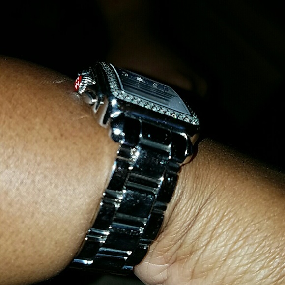 Michele 18mm Blue Deco w/diamonds - Picture 3 of 4