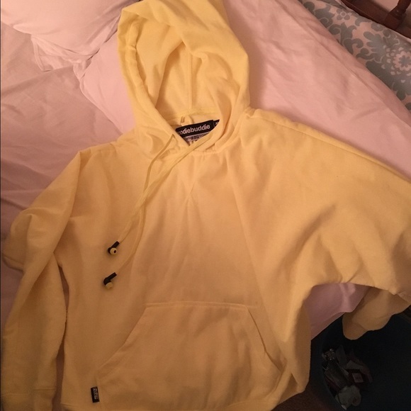Neon yellow hoodie with built in headphones
