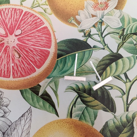 "Céleste" Earrings || Silver Bar Studs - Picture 2 of 6