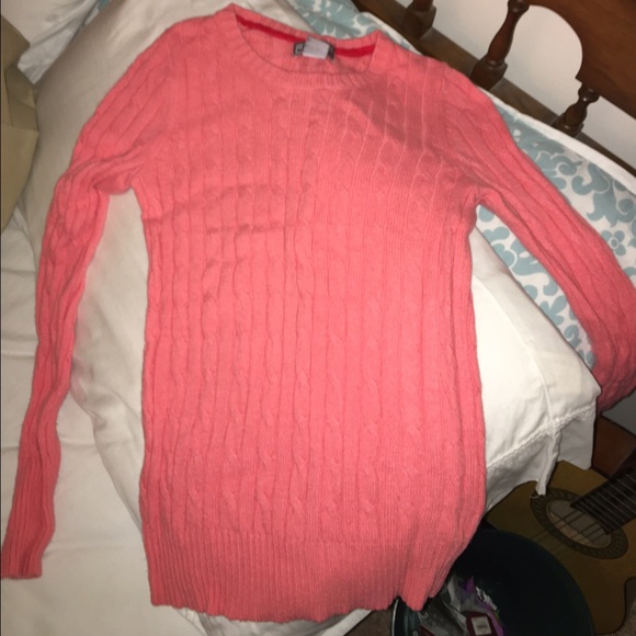 Coral cable knit sweater
