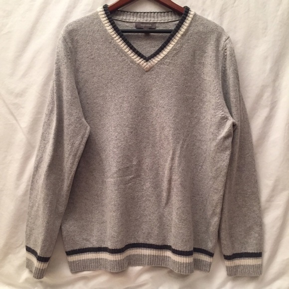 Men's Merona Gray V-Neck Sweater Size XL