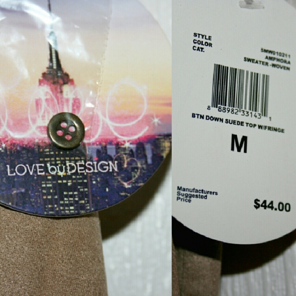 ❌SOLD❌ Faux Suede Button Down Top w/ Fringe NWT - Picture 4 of 4