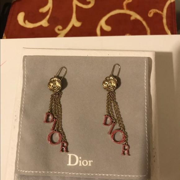 Dior Gold Tone Rose 🌹 earrings