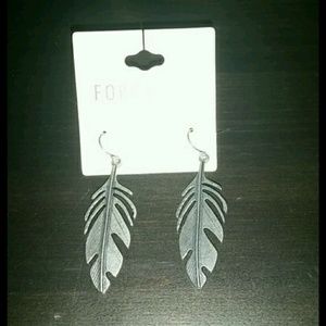 Forever 21 Silver Feather Earrings