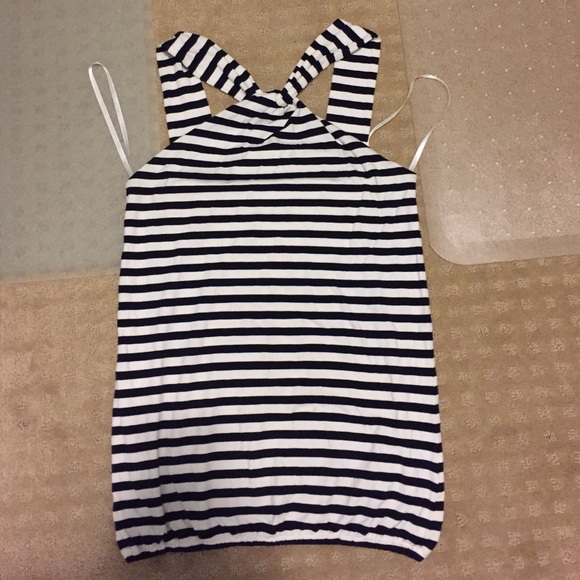 Banana republic stretchy tank cross neck striped