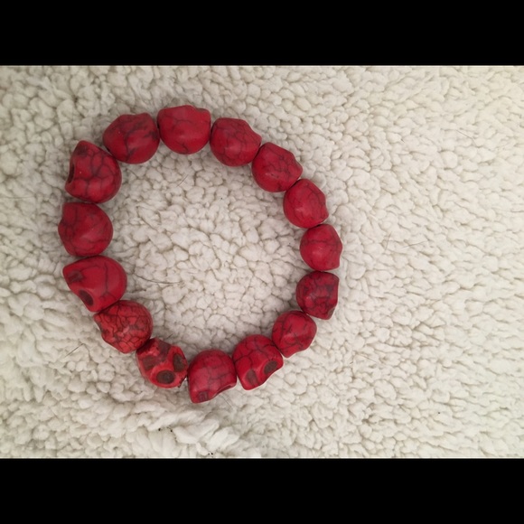 NWOT Red skull bracelet