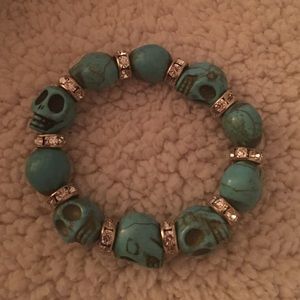 Extra small turquoise skull bracelet
