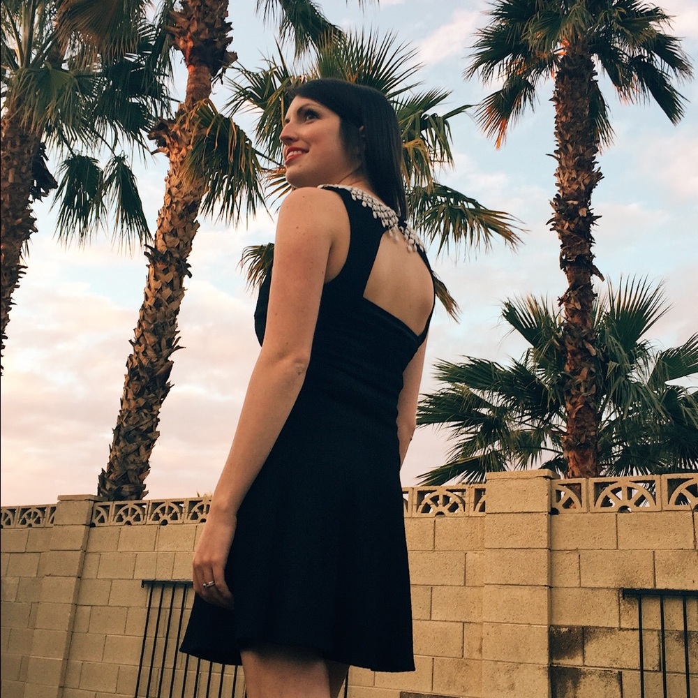 π Free People Black Mini Dress with Collar - Picture 6 of 8