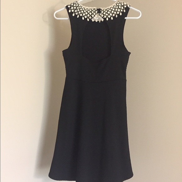 π Free People Black Mini Dress with Collar - Picture 2 of 8