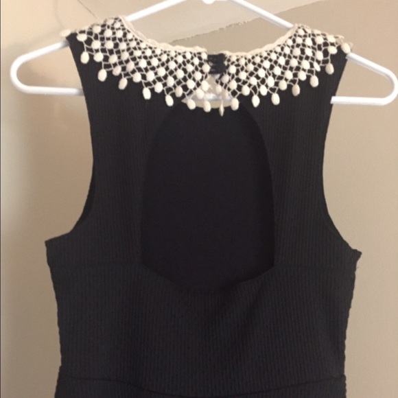 π Free People Black Mini Dress with Collar - Picture 3 of 8