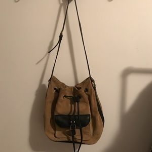 Zara suede olive and black bucket bag