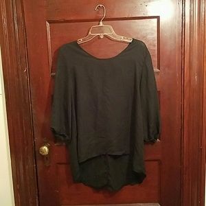 Blouse with sequin bow tie in back