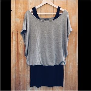 Double top dress in black and gray. Mini dress.