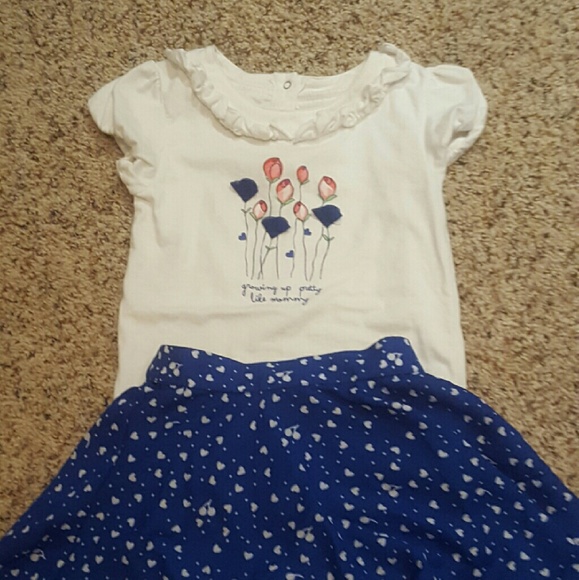Sweet top and blue skirt