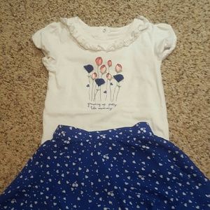 Sweet top and blue skirt