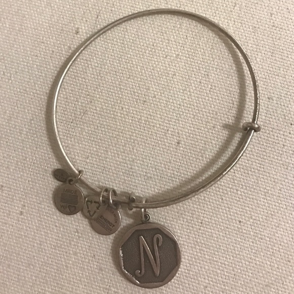 N Initial Alex & Ani silver bracelet