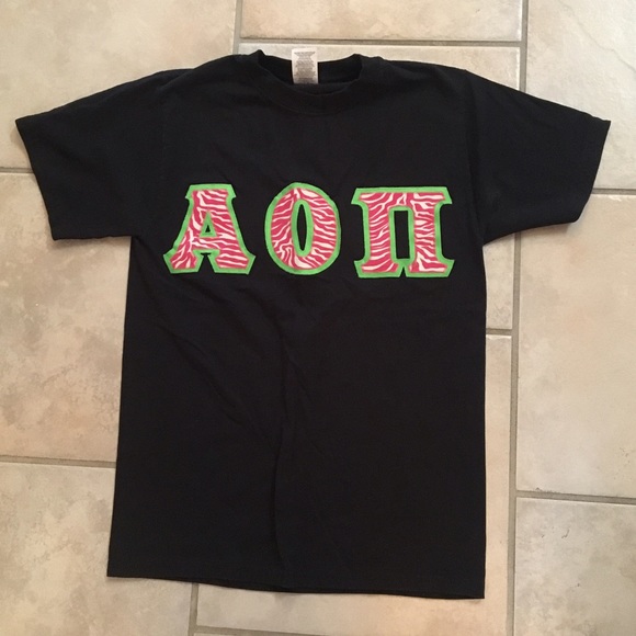 Alpha Omicron Pi Stitch Letter Shirt Small NWOT