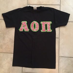 Alpha Omicron Pi Stitch Letter Shirt Small NWOT