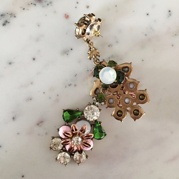 "Marielle" Earrings || Pink/Green Floral Statement - Picture 3 of 7