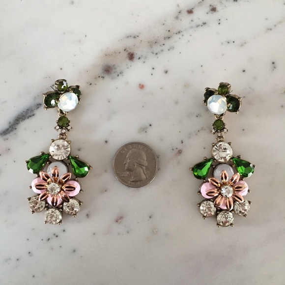 "Marielle" Earrings || Pink/Green Floral Statement - Picture 4 of 7