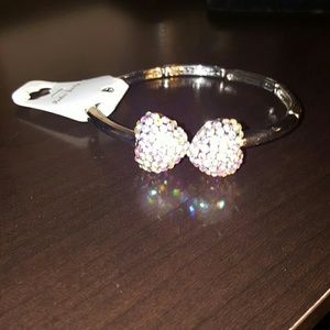 Heart rhinestone and silver bracelet